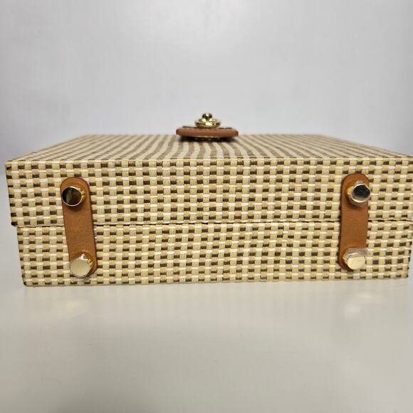 NWOT J. McLaughlin Wicker Woven Crossbody Box Bag Brown Rectangular Chain - Picture 6 of 8